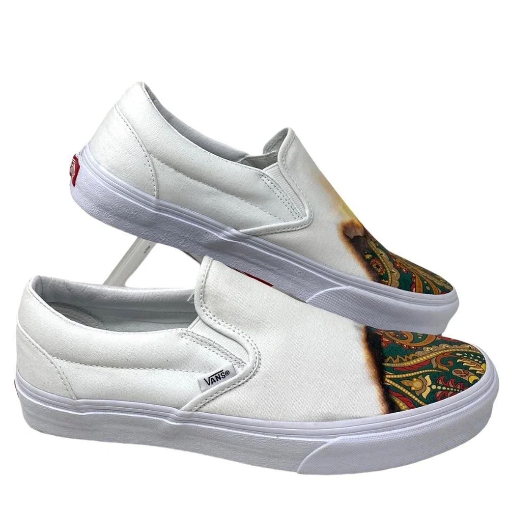 VANS Classic Slip On Shoes Low Top White Women Canvas Sneakers Skate VN000XG8AZQ